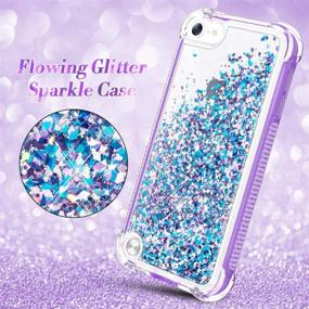 img 2 attached to 💙 Caka Glitter iPod Touch Case - 5th 6th 7th Gen, Full Body Case with Built-in Screen Protector, Bling Floating Liquid Design - Blue Purple, Cute Case for iPod Touch 5 6 7, Girls