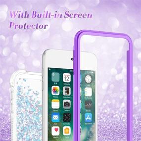 img 3 attached to 💙 Caka Glitter iPod Touch Case - 5th 6th 7th Gen, Full Body Case with Built-in Screen Protector, Bling Floating Liquid Design - Blue Purple, Cute Case for iPod Touch 5 6 7, Girls