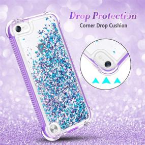 img 1 attached to 💙 Caka Glitter iPod Touch Case - 5th 6th 7th Gen, Full Body Case with Built-in Screen Protector, Bling Floating Liquid Design - Blue Purple, Cute Case for iPod Touch 5 6 7, Girls