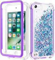 💙 caka glitter ipod touch case - 5th 6th 7th gen, full body case with built-in screen protector, bling floating liquid design - blue purple, cute case for ipod touch 5 6 7, girls logo