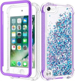 img 4 attached to 💙 Caka Glitter iPod Touch Case - 5th 6th 7th Gen, Full Body Case with Built-in Screen Protector, Bling Floating Liquid Design - Blue Purple, Cute Case for iPod Touch 5 6 7, Girls