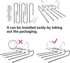 img 2 attached to 👖 Nijoam Pants Hangers: Efficient Metal Wardrobe Closet Organizer for Space-Saving and Non-Slip Storage of Slacks, Scarves, Jeans, Trousers, and Ties – White (2 Pcs)