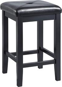 img 4 attached to 🪑 Crosley Furniture Set of 2 Upholstered Square Seat Bar Stools, 24-inch Height, Black