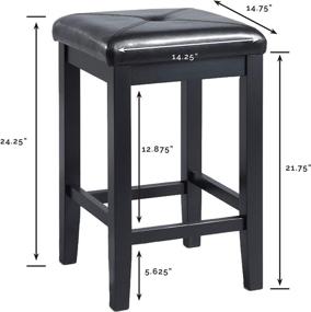 img 3 attached to 🪑 Crosley Furniture Set of 2 Upholstered Square Seat Bar Stools, 24-inch Height, Black