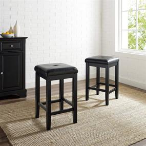 img 2 attached to 🪑 Crosley Furniture Set of 2 Upholstered Square Seat Bar Stools, 24-inch Height, Black