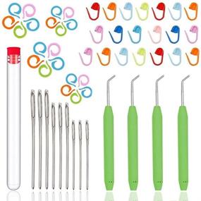 img 4 attached to 🧶 Jnenery 54 Pcs Knitting Loom Hook Set - Steel Large-Eye Needles, Stitch Markers - Perfect for Knifty Knitter and Needle Loom Pick