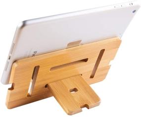 img 3 attached to 📱 Encozy Bamboo Wooden Cell Phone Stand Desktop Tablet Holder for Phone and iPad