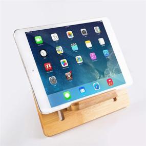 img 2 attached to 📱 Encozy Bamboo Wooden Cell Phone Stand Desktop Tablet Holder for Phone and iPad