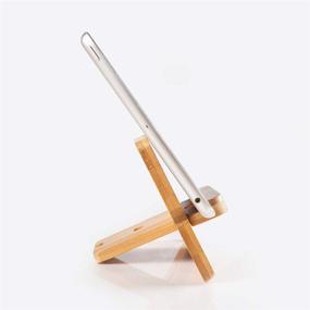 img 1 attached to 📱 Encozy Bamboo Wooden Cell Phone Stand Desktop Tablet Holder for Phone and iPad