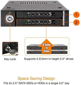 img 2 attached to 🔒 Rugged Full Metal 2 Bay 2.5 SATA/SAS HDD & SSD Hot Swap Mobile Rack Enclosure - ToughArmor MB992SK-B for 3.5 Drive Bay