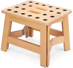 img 4 attached to 🪑 Jiodux Folding Wood Step Stool: Safer, Stronger, Greener - Holds up to 300Lbs, Ideal for Adults or Kids in Classroom, Study Room, and Office - Patented Product