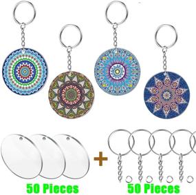 img 3 attached to 🔑 100 Pcs 2 Inch Round Acrylic Keychain Blanks with 50 Metal Key Chain Rings – Ideal for DIY Monogram Keychains and Gift Tags