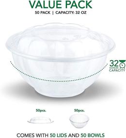 img 3 attached to 🥗 Disposable Plastic Salad Bowls with Airtight Lids - 32 Oz. (50 Count) To-Go Containers