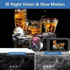 img 1 attached to 4K 60FPS 48MP Video Camera Camcorder for YouTube Vlogging with Digital Zoom, IR Night Vision, Wi-Fi, Microphone, Remote Control, Touch Screen, Stabilizer