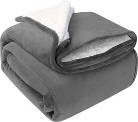 img 4 attached to 🛏️ Premium Utopia Bedding Sherpa Bed Blanket King Size Grey - Ultra Cozy 480GSM Plush Fleece Reversible Blanket for Bed and Couch