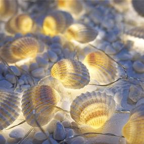 img 2 attached to 🏖️ HDNICEZM Beach Seashell Decorative String Lights - 14.1Ft, 40 Warm White LED, Waterproof, Battery Operated, Ocean String Lights for Bedroom, Wedding, Holiday, Party, Garden - Indoor/Outdoor Decorations