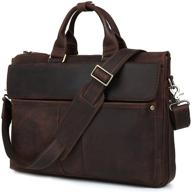 👜 iswee men's leather briefcase messenger bag 16-inch laptop case tote shoulder bag & attache case logo