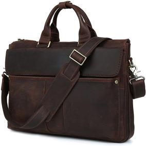 img 4 attached to 👜 ISWEE Men's Leather Briefcase Messenger Bag 16-inch Laptop Case Tote Shoulder Bag & Attache Case