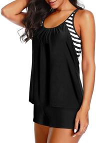 img 2 attached to 👙 Yonique Tankini Swimsuits: Stylish Athletic Swim Tank Top with Boy Shorts for Women with Tummy Control - Two Piece Bathing Suits