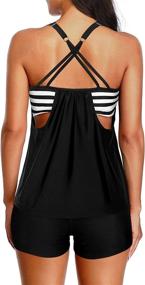 img 3 attached to 👙 Yonique Tankini Swimsuits: Stylish Athletic Swim Tank Top with Boy Shorts for Women with Tummy Control - Two Piece Bathing Suits