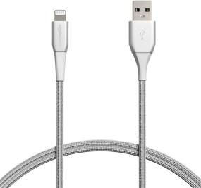 img 4 attached to 📱 Амазон Базикс Двойной нейлоновый оплетенный кабель Lightning to USB для iPhone - MFi сертифицированный зарядное устройство с 20 000 сгибаний - серебро, длина 3 фута