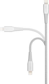 img 3 attached to 📱 Амазон Базикс Двойной нейлоновый оплетенный кабель Lightning to USB для iPhone - MFi сертифицированный зарядное устройство с 20 000 сгибаний - серебро, длина 3 фута