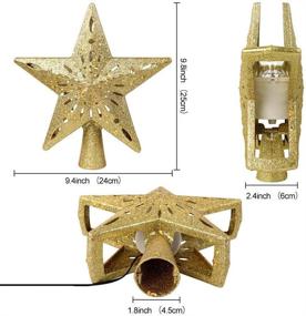 img 3 attached to 🌟 OurWarm Lighted Christmas Tree Topper - Gold Star with Rotating Rainbow Projector Lights - 3D Hollow Star for Tree Decorations