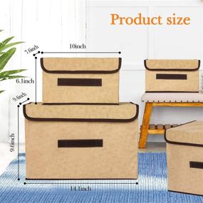 img 1 attached to 📦 Convenient Foldable Storage Box with Lid: Txtsegose Fabric Collapsible Bins for Home, Bedroom, Closet, and Office – 4-Pack Beige Organizer