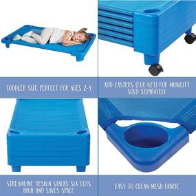 img 3 attached to 🛏️ ECR4Kids ELR-16120 Streamline Toddler Naptime Cot: Stackable Daycare Sleeping Cots for Kids- Set of 6, Ready-to-Assemble, Blue, 40" L x 23" W