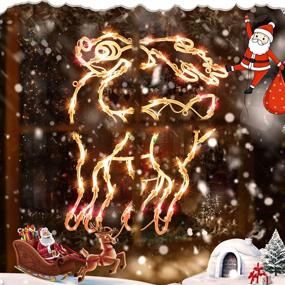 img 3 attached to 🎄 Christmas Window Silhouette Lights Decorations: Lighted Reindeer and Bells Pack of 2, 100 Bulbs for Indoor Holiday Wall, Door, Glass Décor