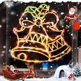 img 2 attached to 🎄 Christmas Window Silhouette Lights Decorations: Lighted Reindeer and Bells Pack of 2, 100 Bulbs for Indoor Holiday Wall, Door, Glass Décor