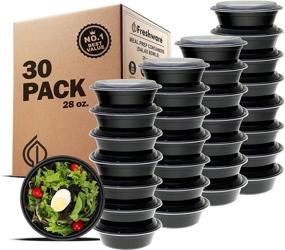 img 4 attached to 🍱 30 Pack Freshware Meal Prep Containers with Lids - 28oz Bento Box for Food Storage, Stackable, Microwave, Dishwasher, Freezer Safe - BPA-Free