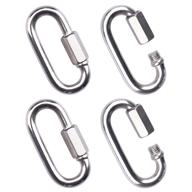 lordhardware heavy duty stainless steel locking carabiner (4-pack) - 3/8 inch quick link connector for hammock camping and swing equipment - supports up to 2297 lbs logo