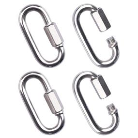 img 4 attached to LordHardware Heavy Duty Stainless Steel Locking Carabiner (4-Pack) - 3/8 Inch Quick Link Connector for Hammock Camping and Swing Equipment - Supports up to 2297 lbs