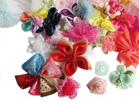 img 3 attached to 🎀 YYCRAFT 80pcs Ribbon Flowers for Sewing Applique and DIY Crafts - Hair Bow Accessory, Wedding & Party Decorations