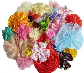 img 4 attached to 🎀 YYCRAFT 80pcs Ribbon Flowers for Sewing Applique and DIY Crafts - Hair Bow Accessory, Wedding & Party Decorations