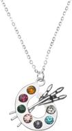 🎨 sportybella artist paint palette charm necklace with brush pendant - gift for women, teens & girls, painters jewelry logo