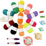 🧶 pom pom maker kits - jerbro 6-size pompom maker for fluff ball weaver with 12 acrylic yarn, thread cutter scissors - diy wool yarn knitting craft project logo