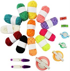 img 4 attached to 🧶 Pom Pom Maker Kits - Jerbro 6-Size Pompom Maker for Fluff Ball Weaver with 12 Acrylic Yarn, Thread Cutter Scissors - DIY Wool Yarn Knitting Craft Project