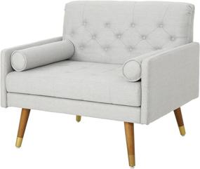 img 2 attached to 🪑 Christopher Knight Home Nour Fabric Mid-Century Modern Club Chair: Enhance Your Space with Light Gray and Natural Elegance