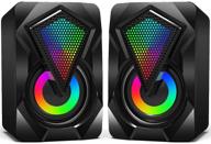 💻 usb powered pc speakers wiwipenda wired 2.0 - stereo mini multimedia volume control, rgb gaming lights, 3.5mm jack - for computer desktop laptop monitor logo