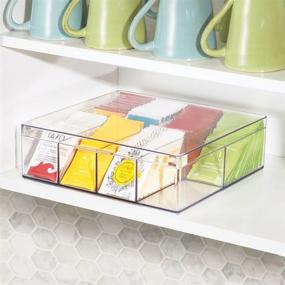 img 2 attached to mDesign Tea Storage Organizer Box - 8 Divided Sections for Tea Bags, Packets, & Small Items - Easy-View Hinged Lid - BPA free - Clear