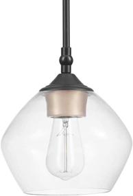 img 3 attached to Globe Electric Harrow 60312 1-Light Pendant, Matte Black with Gold Accent Socket and Clear Glass Shade - 59.6 Inches