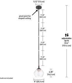 img 2 attached to Globe Electric Harrow 60312 1-Light Pendant, Matte Black with Gold Accent Socket and Clear Glass Shade - 59.6 Inches