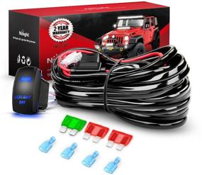 img 4 attached to 💡 High-quality Nilight LED Light Bar Wiring Harness Kit with 12AWG Heavy Duty 12V 5Pin Rocker Switch, Waterproof Laser On/Off Switch, Power Relay, Blade Fuse - 2 Lead (10038W)