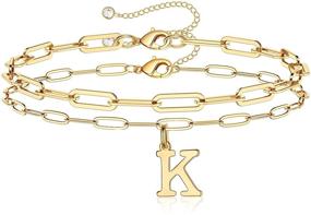 img 4 attached to Exquisite Hidepoo Gold Initial Bracelets: Personalized 14K Gold Plated Layered Paperclip Link Chain Letter Initial Charm Bracelets for Women