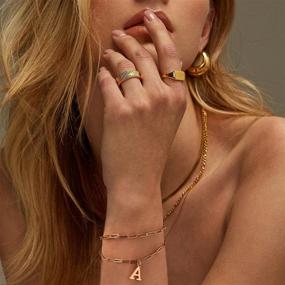 img 2 attached to Exquisite Hidepoo Gold Initial Bracelets: Personalized 14K Gold Plated Layered Paperclip Link Chain Letter Initial Charm Bracelets for Women