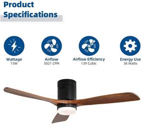 img 1 attached to 🌀 Sofucor 52" Modern Ceiling Fans with Lights and Remote Control, Flush Mount, Walnut Wood Blades, 6 Speed, Perfect for Living Room Kitchen Bedroom Family