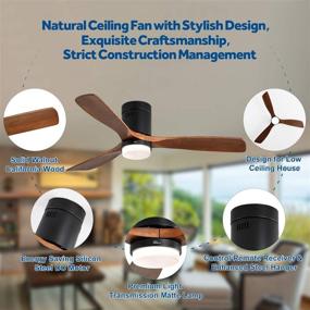 img 3 attached to 🌀 Sofucor 52" Modern Ceiling Fans with Lights and Remote Control, Flush Mount, Walnut Wood Blades, 6 Speed, Perfect for Living Room Kitchen Bedroom Family