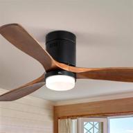 🌀 sofucor 52" modern ceiling fans with lights and remote control, flush mount, walnut wood blades, 6 speed, perfect for living room kitchen bedroom family логотип